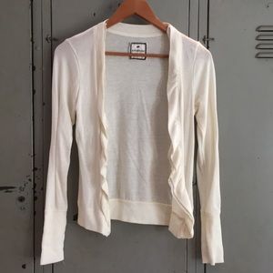 Cream ruffled cardigan